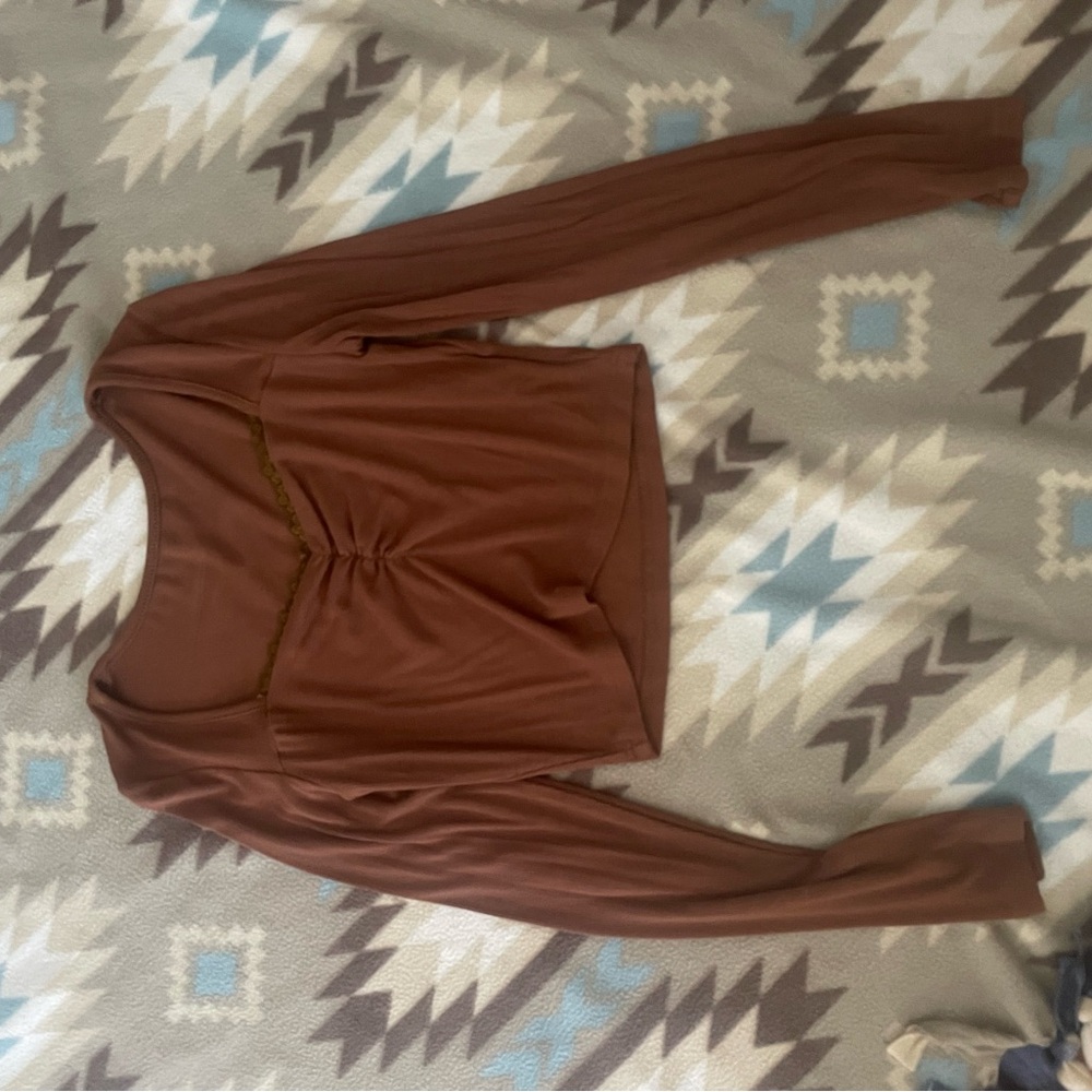 SHEIN Chocolate Brown Long Sleeve Top